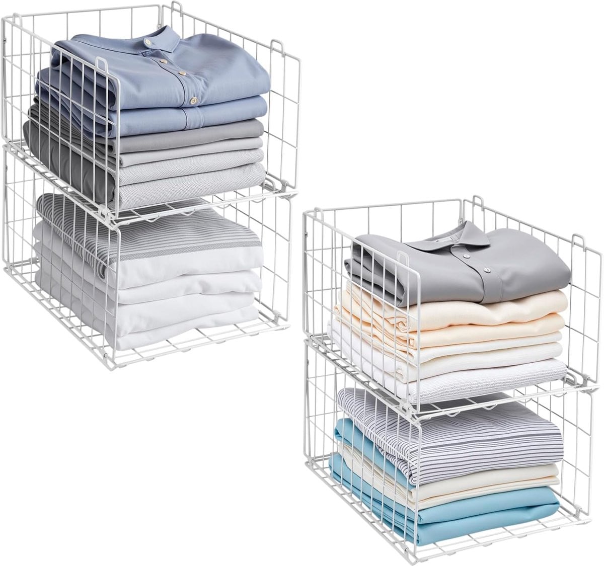 Set van 4 stapelbare metalen mesh opbergmanden