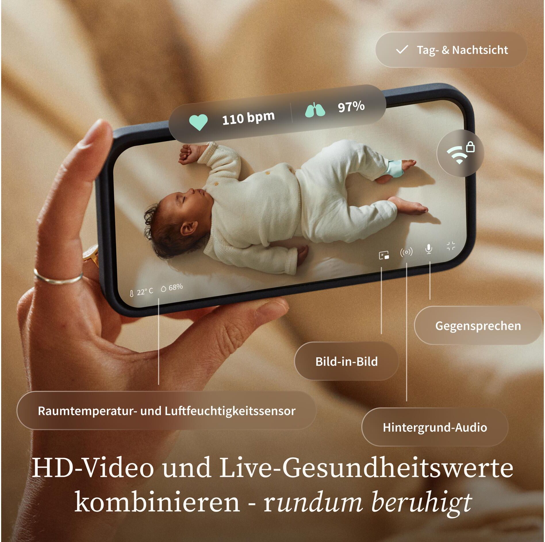 Video-Babyphone "Owlet Dream Duo 3 Bedtime", Baby, bedtime blau, Babyphones Video-Babyphone bedtime blau Einheitsgröße