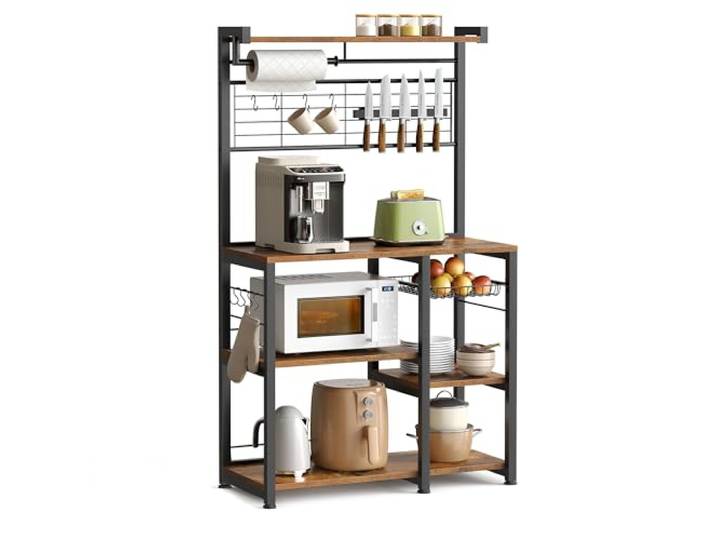 VASAGLE keukenplank, met magneetstrip voor messen, 12 haken