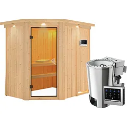 Karibu Sauna Saja-3,6kW230V Bioofen-Steuerg.-Inkl.Dachkranz
