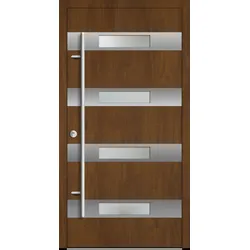 Aluminium  Haustür "OLYMPIA" 92 mm Golden Oak holzähnlich beidseitig innen öffnend DIN links
