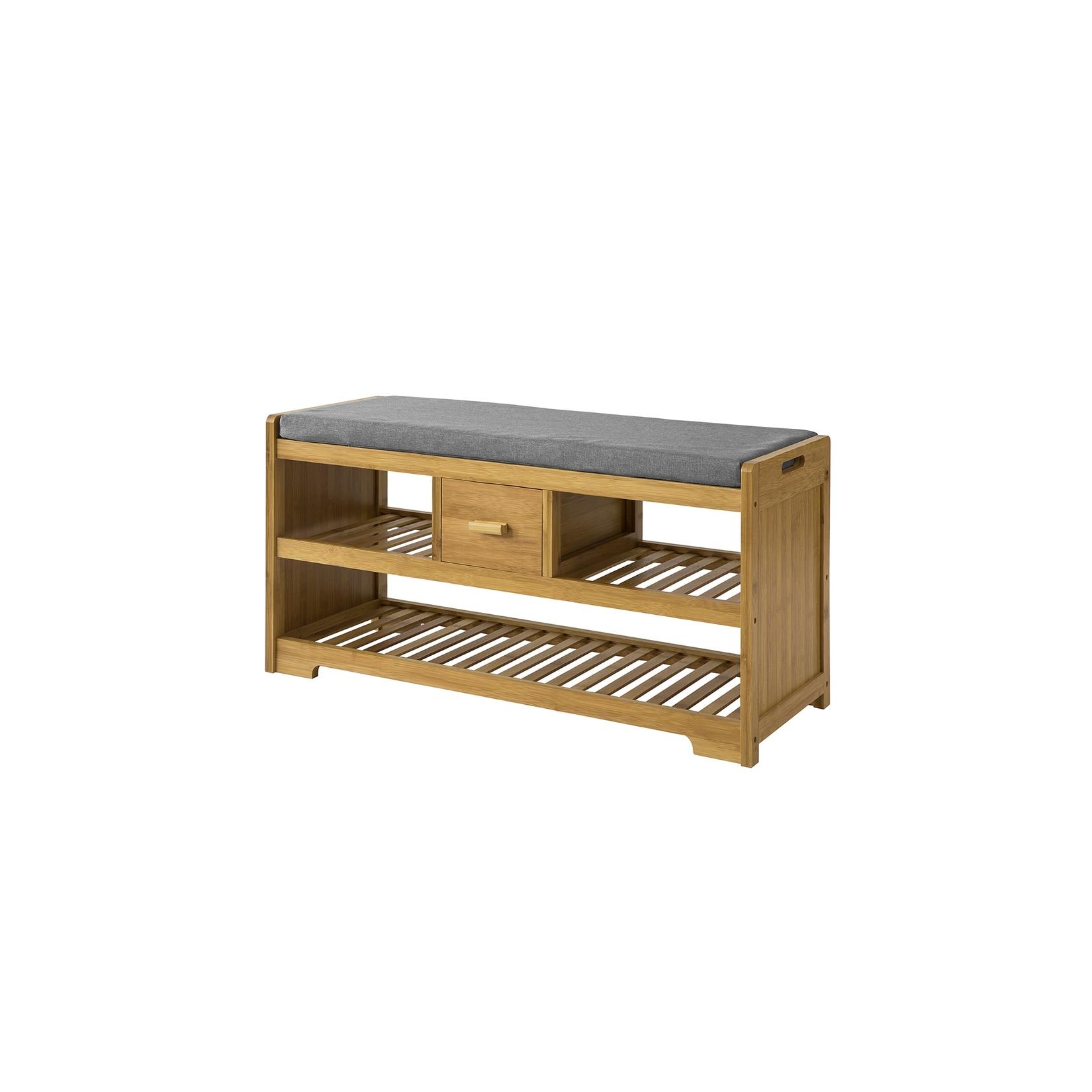 SoBuy Schuhbank mit einer Schublade Holzfarbe 91x34x45cm Rustikal
