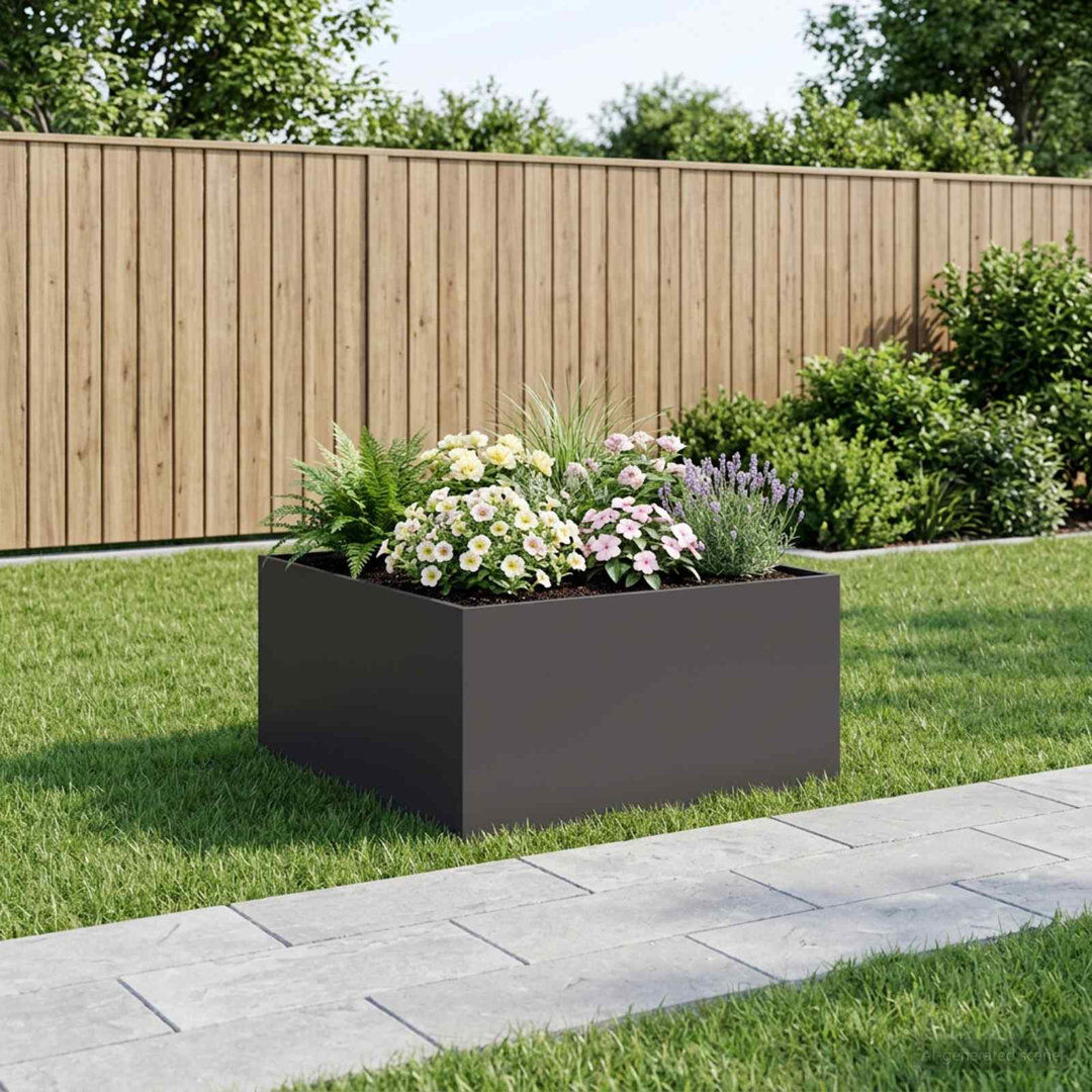 Borough Wharf Planter Black 40cm H x 80cm W x 80cm D