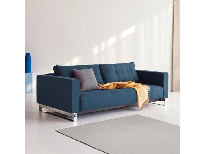 Schlafsofa Wilshere Webstoff Kunstfaser 70x233x117cm Blau ausziehbar modern