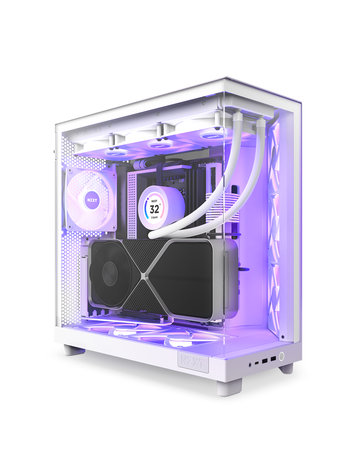 NZXT H6 Flow Compact Dual Chamber with RGB - Matte White - Gehäuse - Miditower - Weiß