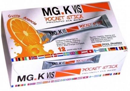 Pool-Pharma Mgk Vis Pocket Stick Arancia Integratore Energetico 12 Bst