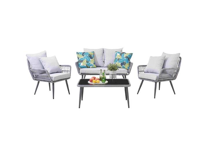 Gartenmöbel-Set Alessio grau Polyrattan B 55 T 90 H 75 cm