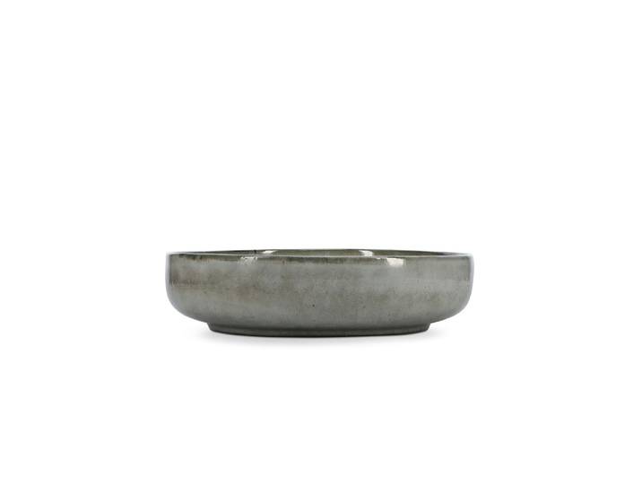 Lot de 2 plats de service vert en grès 28xh7cm