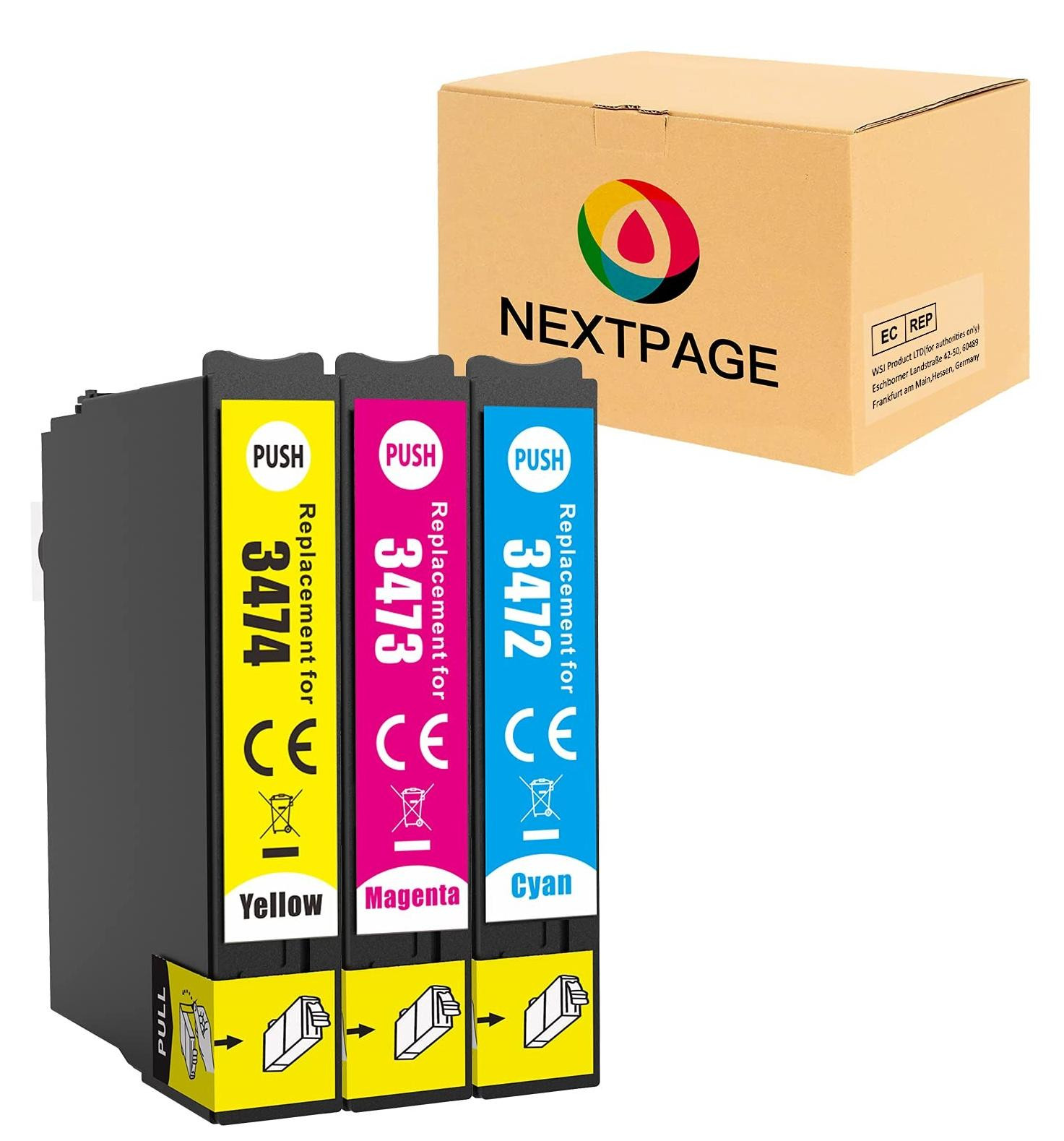Merkloze inktcartridges voor Epson 34XL - 3 stuks (Cyaan, Magenta, Geel)