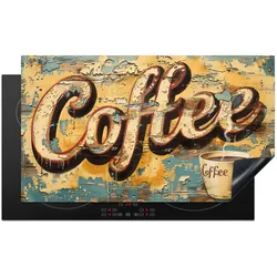 HERDABDECKPLATTE Kaffee - Vintage - Braun - Tasse Induktionsschutz 91.6x52.7 cm
