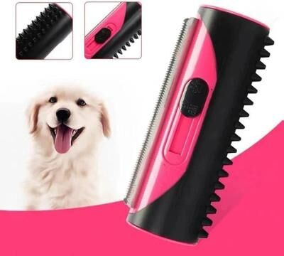 Everyday Crate 2 In 1 Self Cleaning Pet Massage & Shedding Grooming Brush red