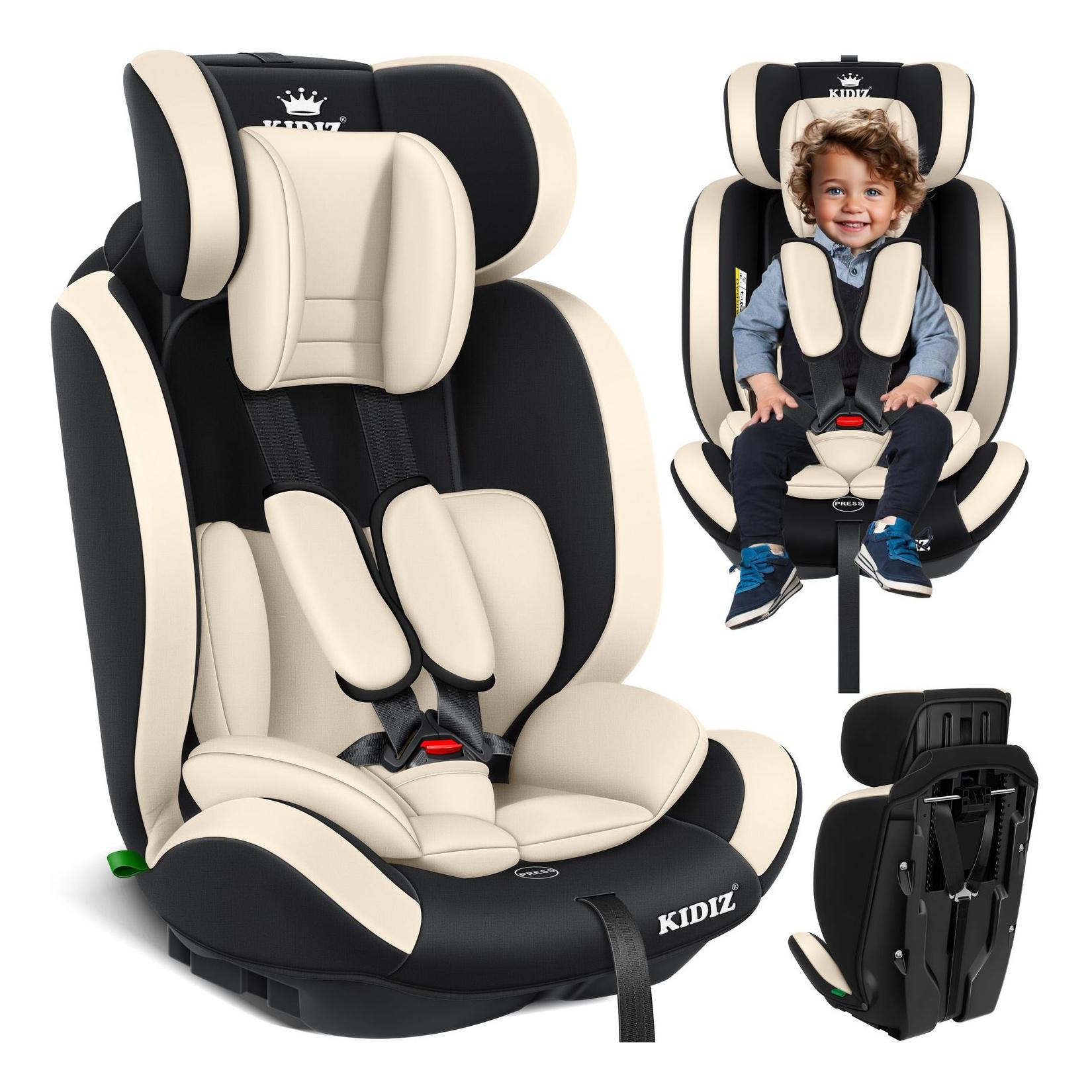 KIDIZ® Autokindersitz Kinderautositz Gruppe 1+2+3 9-36 kg 5-Punkt-Sicherheitsgurt, Autositz, Kindersitz, Einstellbare Kopfstütze