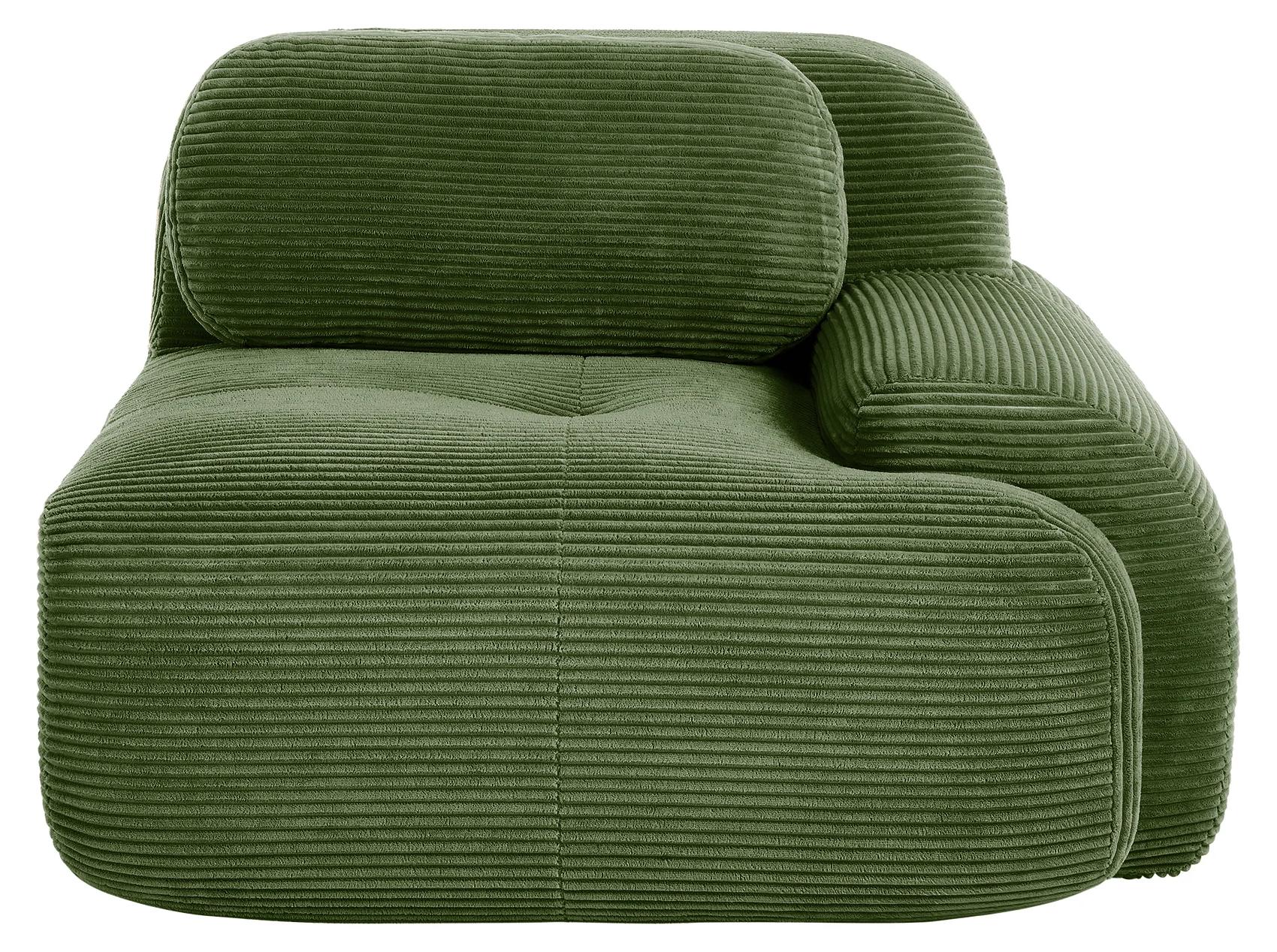 Moderne Sofa - Modulares Ecksofa - Ohne Armlehnen - Mit Kissen - Cordstoffbezug - Unter 200 cm - Stil D Grün