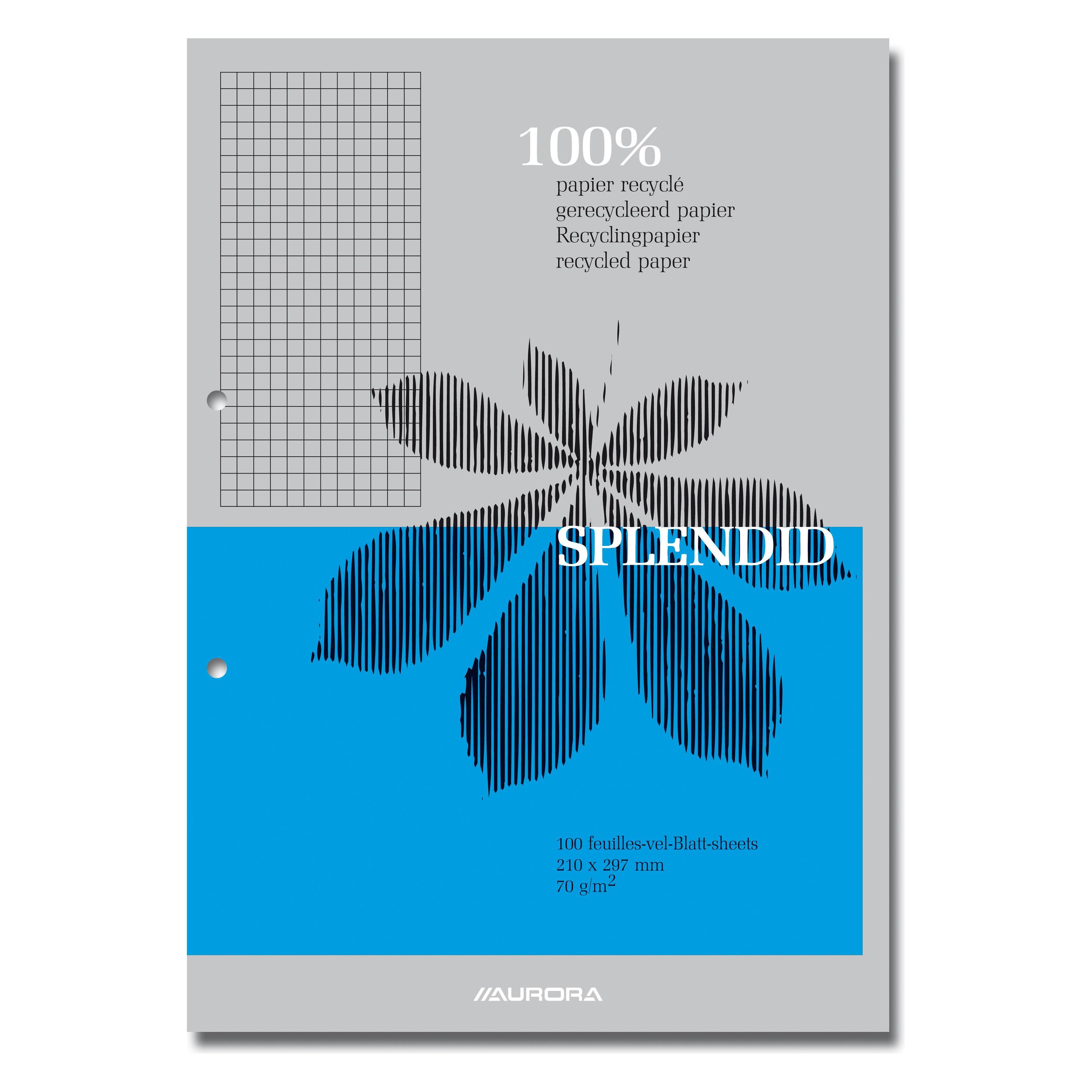 Aurora Notizblock Splendid Geleimt DIN A4 Kariert Papier Farbig sortiert D102RQ5 (A4, Kariert) (D102RQ5)