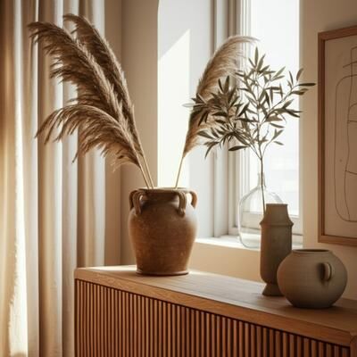Sagebrook Home Terracotta Table Vase with Weathered Finish and Handles for Home Decor