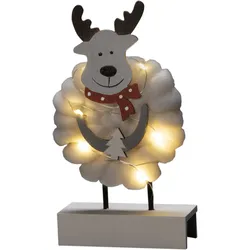 Konstsmide Weihnachtsbeleuchtung  LED Holzdekoration Elch Baumwolle weiß