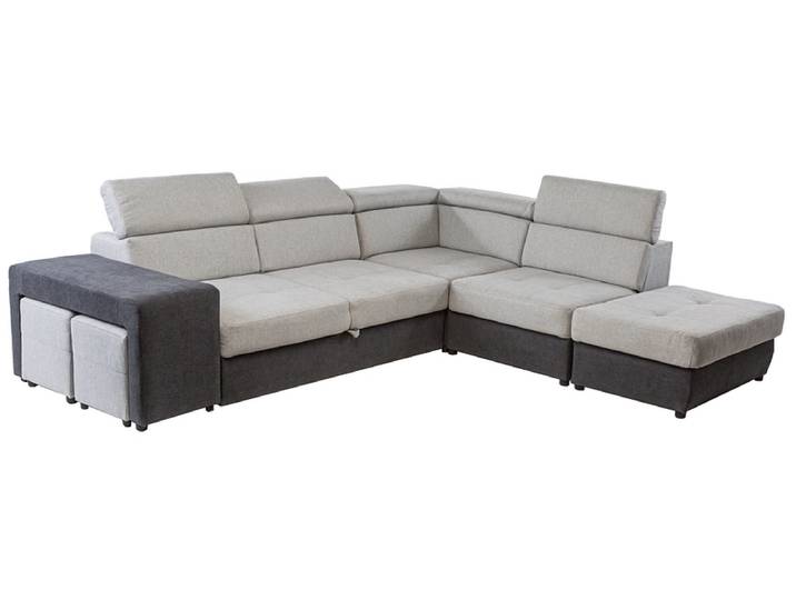 Ecksofa CANTANIA Stoff dunkelgrau