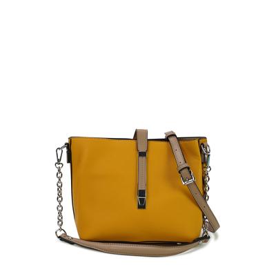 Schultertasche HARPA "MISCHA", Damen, Gr. B/H/T: 12cm x 18cm x 29cm, gelb, Lederimitat, mehrfarbig, Taschen Schultertasche, mit wechselbaren Schultergurten