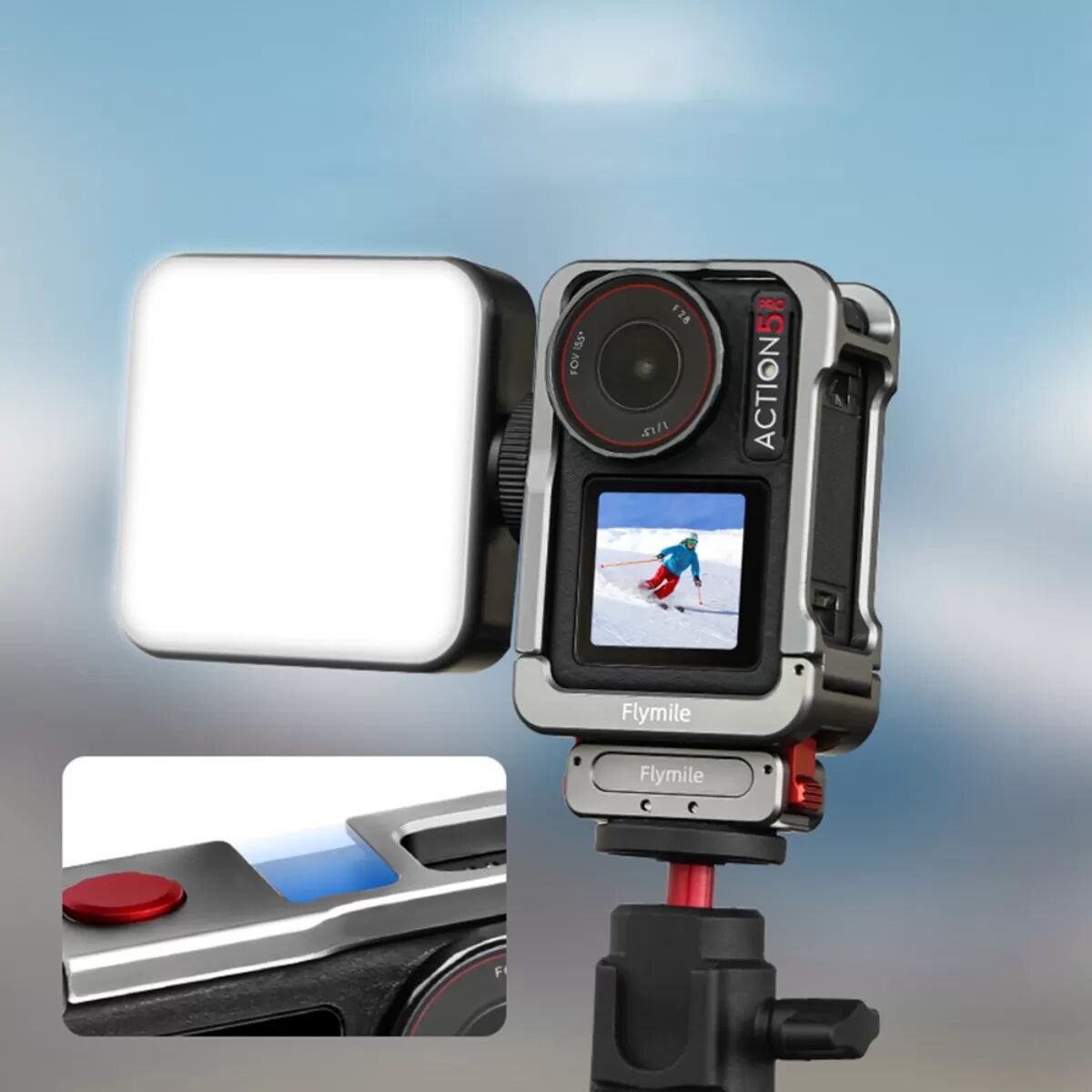 INF Aluminiumlegierung Erweiterbarer Rabbit Cage Rahmen kompatibel mit DJI Osmo Action 3/4/5 Pro — Magnetische Schnellwechsel,
