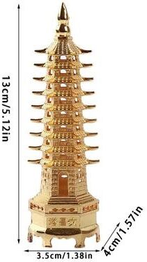 Inspired Finds Feng Shui Wenchang Pagoda Tower Zinc Alloy Desk Ornament For Wisdom And Success 9 Layers golden
