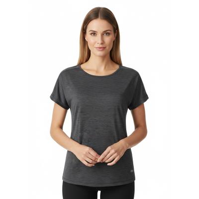 Laufshirt LPO "Laufshirt Lina", Damen, Gr. 50 (XL), grau (schwarz), Jersey, 92% Polyester. 8% Elasthan, normal hüftbedeckend, Rundhals, Shirts Laufshirt, Kühlend, elastisch
