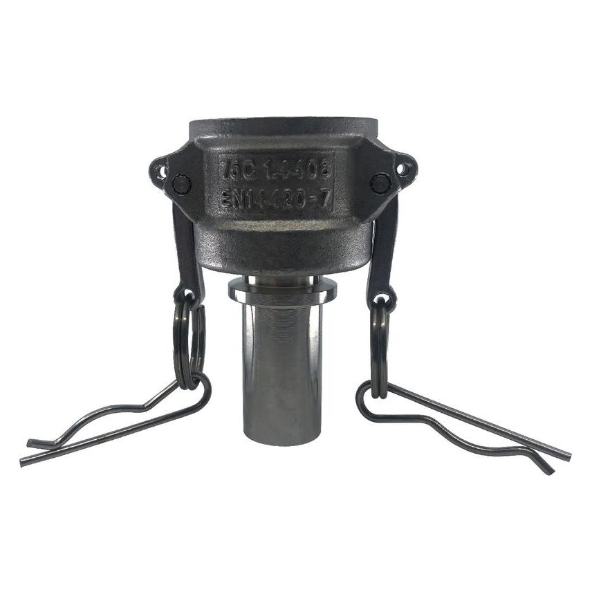 BRW Mutterteil Typ C KAMLOK aus Edelstahl mit glattem Schlauchstutzen für Klemmschaleneinband (19 mm) (74846164)