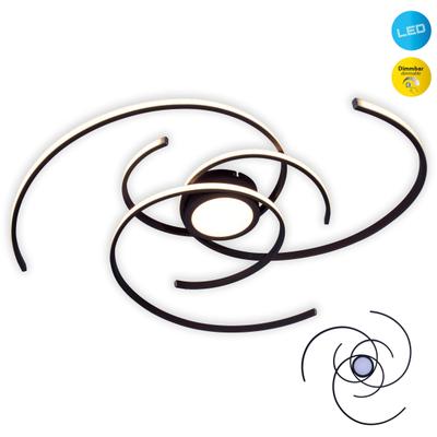 NÄVE LED Deckenleuchte "RADON" schwarz", schwarz, 1, Ø 75cm H: 7cm, 1 Stk., Leuchten, In 3-Stufen-dimmbar, Lichtfarbe warmweiß, Durchmesser 75cm, LED Deckenleuchte