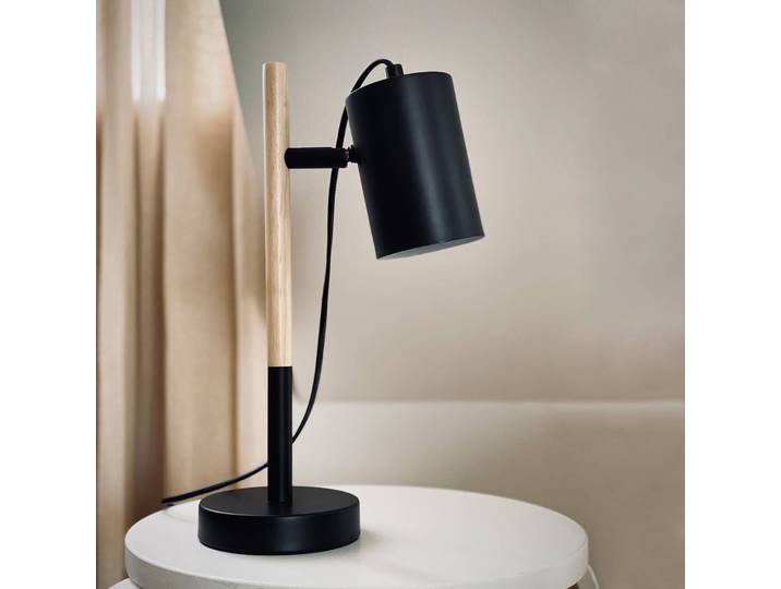 Dyberg Larsen Tischleuchtelampe Woody, schwarz, für Wohn- / Esszimmer, Metall, Design, Tischleuchte