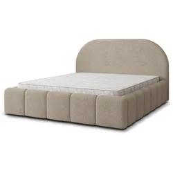 POLSTERBETT FLUSSO 120x200 cm mit Bettkästen - Beige