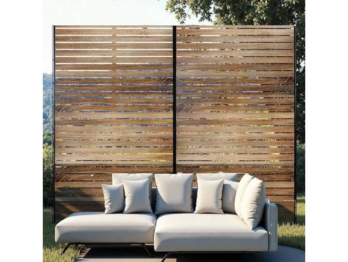 Thaookte Sichtschutz Garten, Paravent Outdoor Wetterfest, 183x120x40cm, Freistehende Trennwand Raumteiler mit Ständer, Dekorativer Raumteiler Aus Stahl für Balkon, Terrassen, Innenbereich, Whirlpool