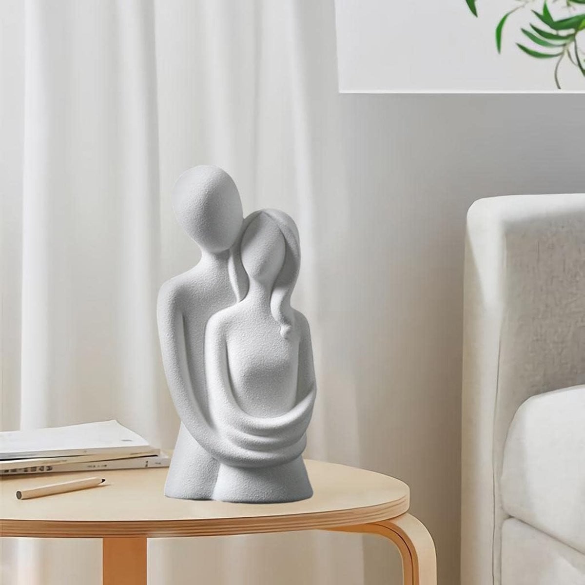 Wit Abstract Lover Standbeeld Paar voor Woondecoratie, Hoogte: 20,3 cm