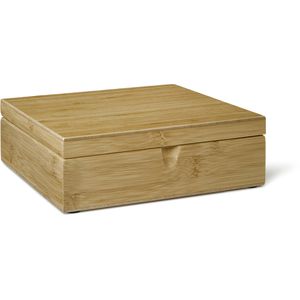 Bredemeijer Teebox TBC06BN, für Teebeutel, natur, aus Bambus, mit Klappdeckel, 21,9 x 18,7 x 7,3 cm, 6 Fächer