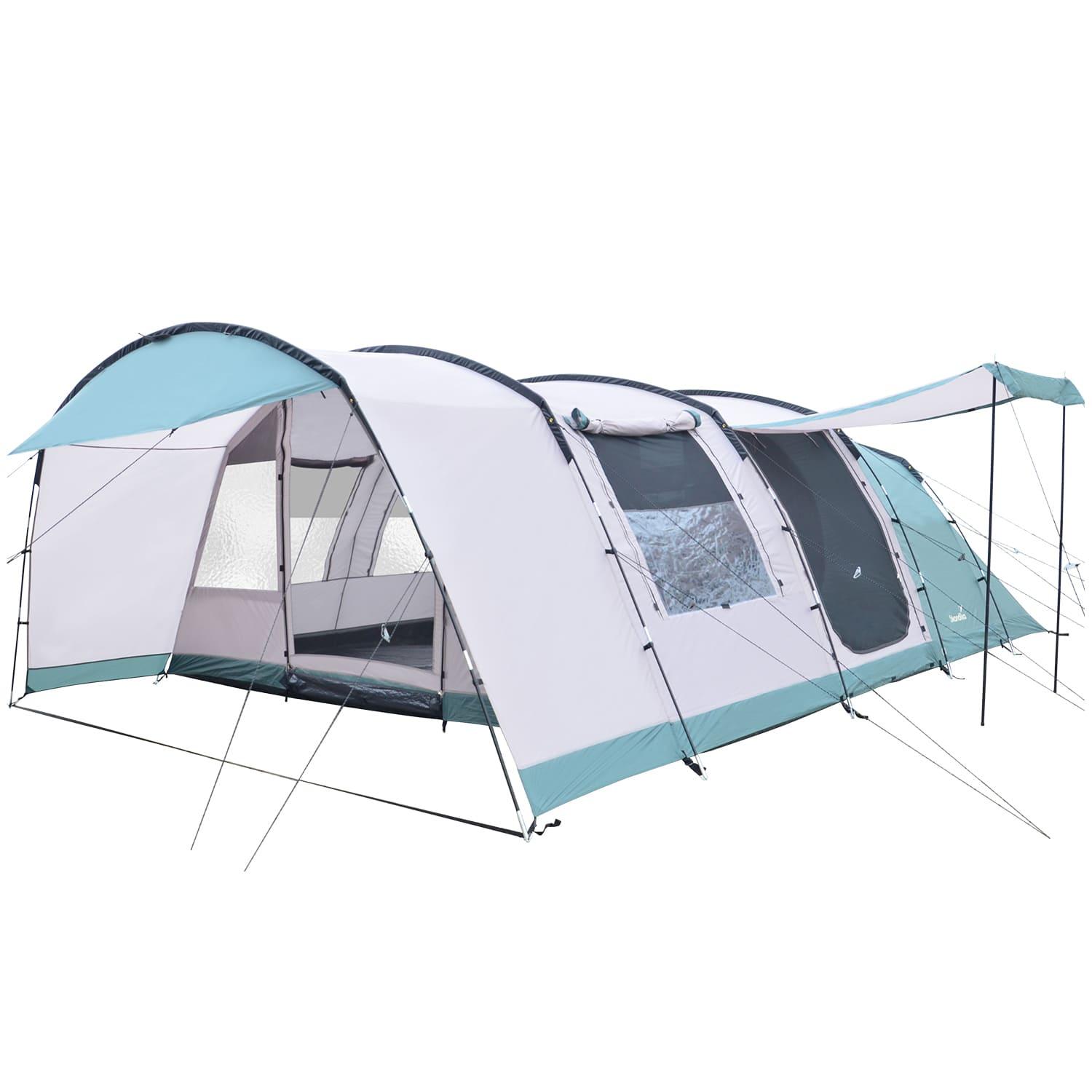 Skandika Tunnelzelt Hafslo 5 XL Sleeper Protect | Campingzelt für 5 Personen, Sleeper Technologie, Eingenähter Zeltboden, Vordach, 5000 mm Wassersäule