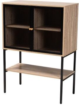 Asher Modern Industrial Natural Brown Finished Wood And Black Metal 2-Door Sideboard by Baxton Studio in Natural Brown Black
