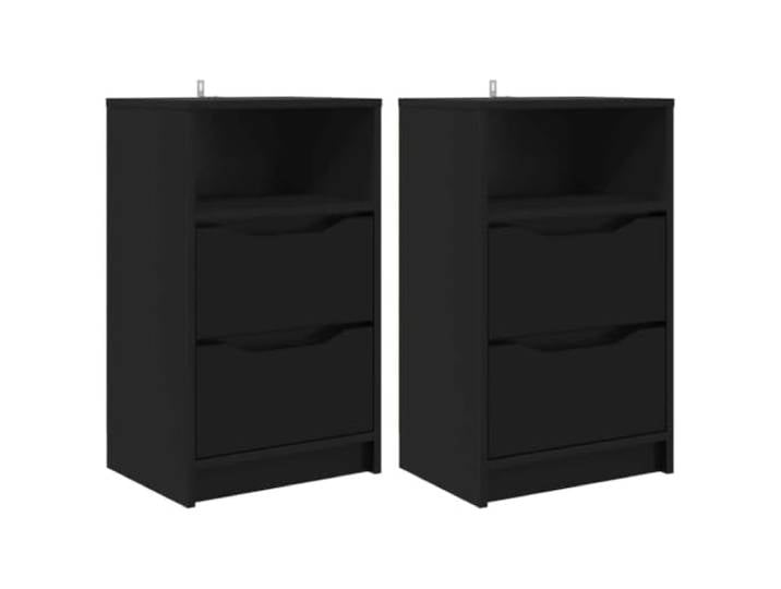 Heofavd 2er Set Nachttisch Schwarz 40x30x67cm Holzwerkstoff