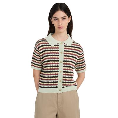 Sweatshirt ELEMENT "Crochet Stripes", Damen, Gr. S, crochet stripes off schwarz, Obermaterial: 100% Walkfrottier., Pullover Sweatshirt