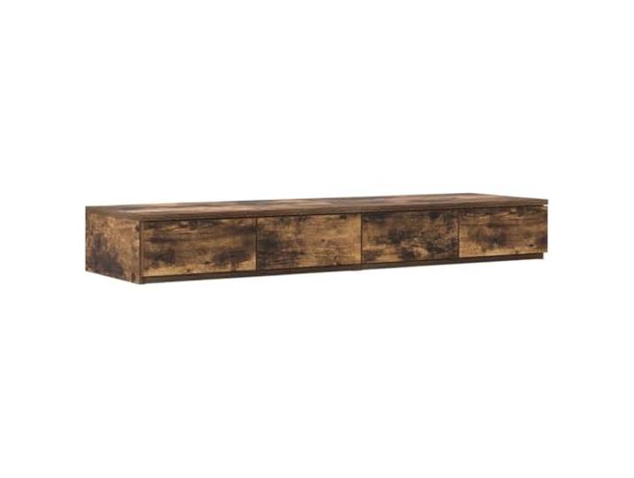 GHVBNMF Bettschubladen Geräucherte Eiche Holzwerkstoff 120x36,5x16,5 cm Vier praktische Push-to-Open Schubladen schaffen eleganten Stauraum im Schlafzimmer und dienen zusätzlich als Tritt.