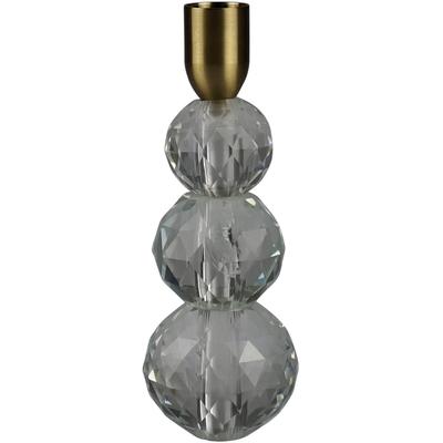 Kerzenleuchter AM DESIGN, gold (transparent, goldfarben), H:16,8cm Ø:6cm, Acryl, Kerzenhalter, Stabkerzenhalter aus Acryl