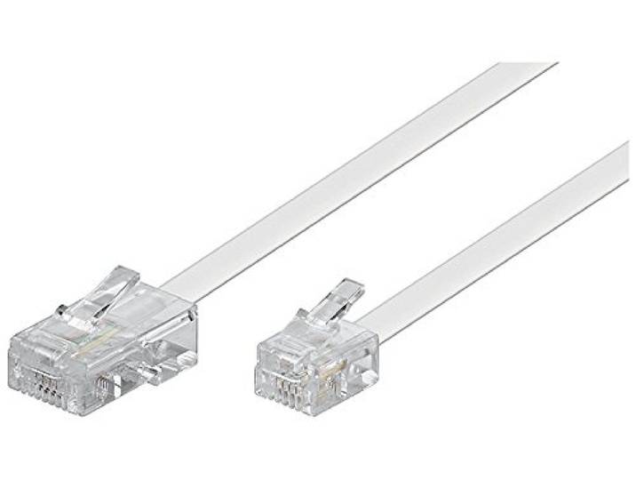 Goobay 93062 telefoonkabel RJ11 stekker naar RJ45 stekker platte kabel RJ11 kabel voor faxapparaat DSL modem VDSL routerkabel ISDN DSL kabel wit 6m