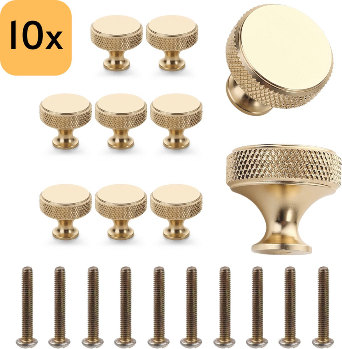 Winkrs Kastknoppen Set - 10x Ronde Handgreep Goudkleurig - Meubelknoppen voor kasten en lades - 30 mm