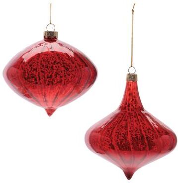 Ribbed Mercury Glass Onion and Finial Ornament (Set of 4) by Melrose in Red (Size ONE SIZE)