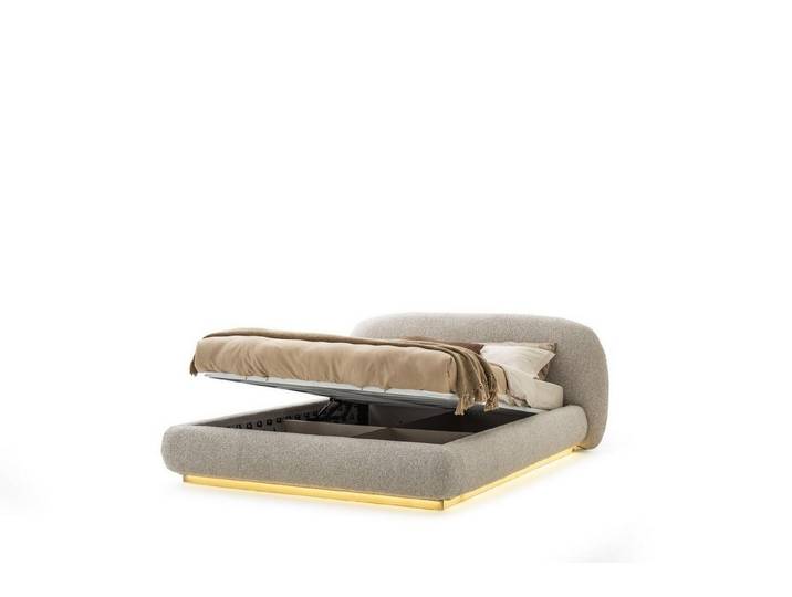 Xlmoebel Polsterbett Modernes graues Bett mit LED-Beleuchtung und Polsterstoff, Made in Europa