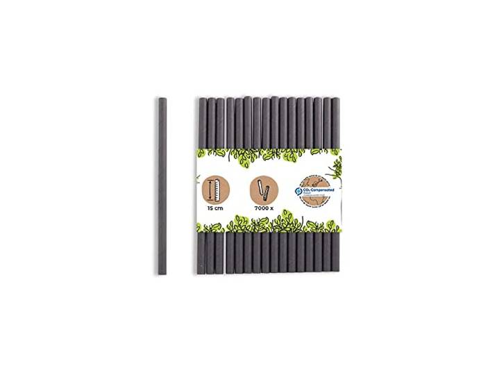 BIOZOYG Papier Trinkhalme 15 cm Strohhalm 7 mm Ø I Trinkhalm biologisch abbaubar I schwarze Strohhalme I Party Trinkhalme für Cocktails I Papierstrohhalme 7000 Stück