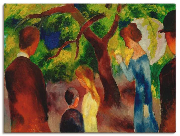 Leinwandbild ARTLAND Grosse Promenade: Leute im Garten , bunt (farbe bild(er): bunt), B:80cm H:60cm, Bilder, Leinwandbild, auf Holzrahmen gespannt