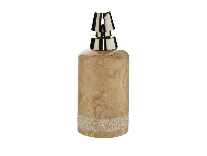 Sadena Seifenspender, Naturfarben, Hellbraun, Stein, 9x20.5x9 cm, Metallpumpe, Spender problemlos zum Nachfüllen, Badaccessoires, Seifenspender