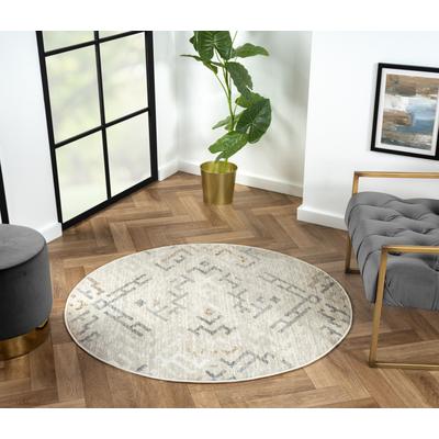 Teppich "My Type", beige (cream, hellgrau, weiß), H:10mm Ø:120cm, Polyester, MYFLAIR MÖBEL & ACCESSOIRES, Teppiche, Teppich, Kurzflor, modernes Ethno Design, besonders weich, auch in rund