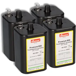 4x Nissen Premium 800 4R25 Batterie 6V 7–9Ah – passend für Nissen Warnleuchten, Baken- & Baustellenlampen