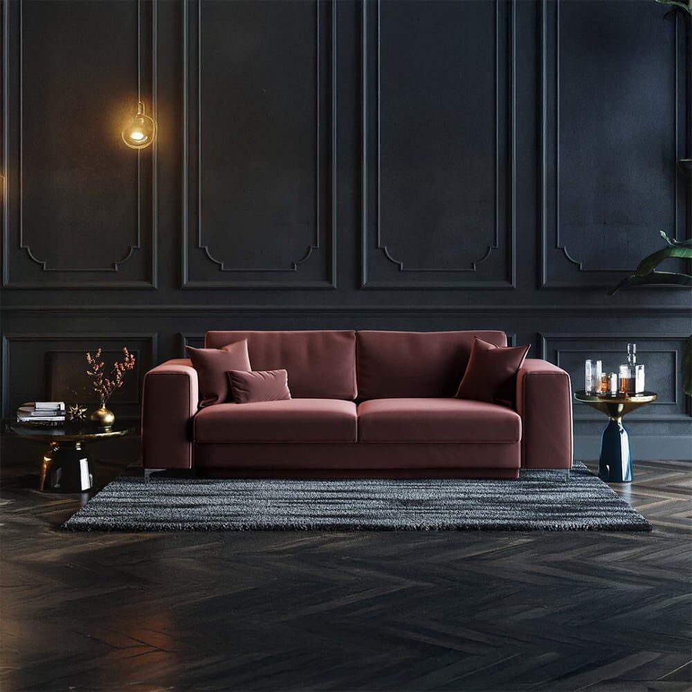 Mesonica Canapé convertible rose 3 places Rose 106x91x256cm