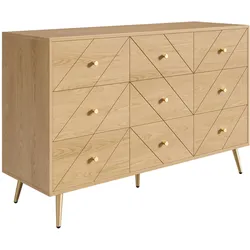 SIDEBOARD mit 9 Schubladen, Eisenbeinen & geometrischem Muster