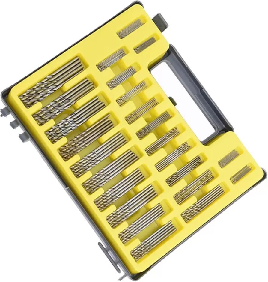 INF Set de forets micro hélicoïdaux 150 pcs en boîte plastique - Acier à roulements, multicolore, pointe 135°, 0.4-3.2mm